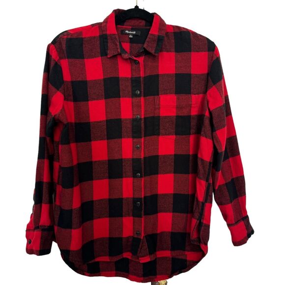Madewell Women's plaid flannel high-low hem button down shirt, Size S - Picture 2 of 10